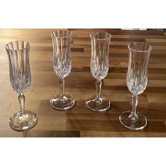 RCR Royal Crystal Rock 8” Fluted Champagne Glasses Aurea Italy Set Of 4 - Picture 5 of 10